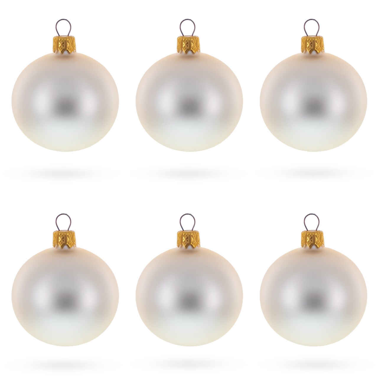 Set of 6 Matte Golden Beige Glass Ball Christmas Ornaments 2.4 Inches